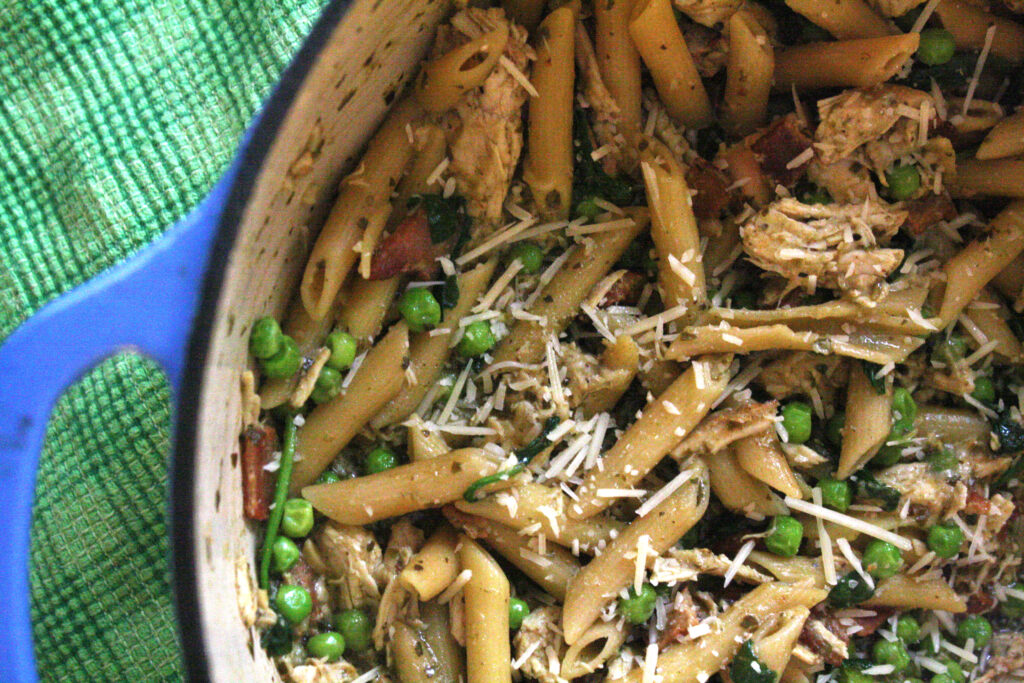 Chicken Pea and Pesto Pasta, An Easy Weeknight Dish