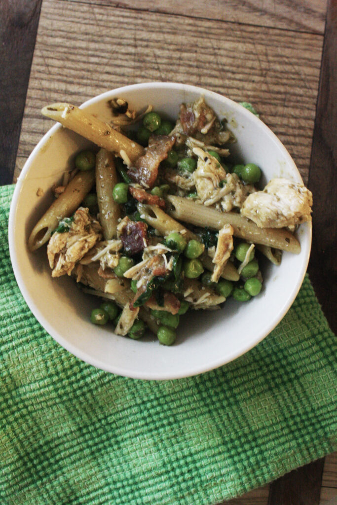 Chicken, Pea and Pesto Pasta, An Easy Week Night Dinner