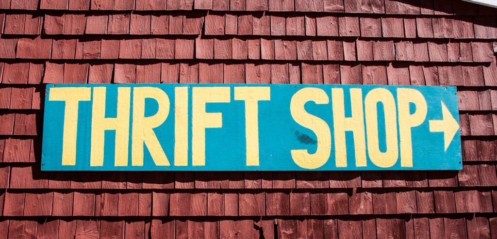Thrift Shop Sign, how to decorate on a a budget