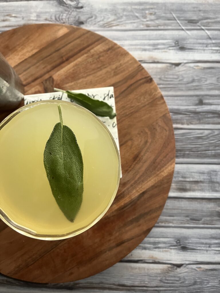 Photo of Sage Gin Gimlet on Cutting Board