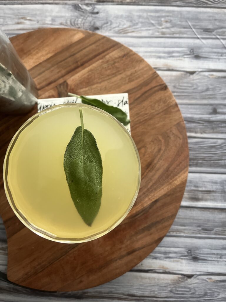 Overhead photo of sage gin gimlet