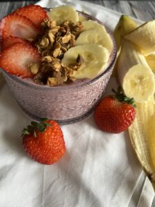 Photo of strawberry banana smoothie bowl