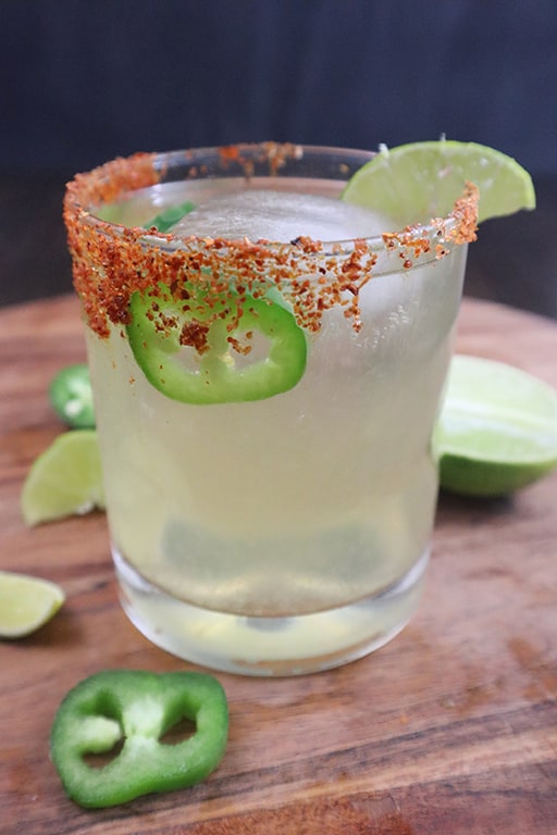 Close up photo of spicy coconut water margarita
