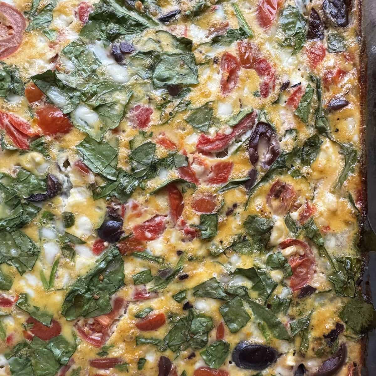 An up-close photo of Mediterranean egg bake.